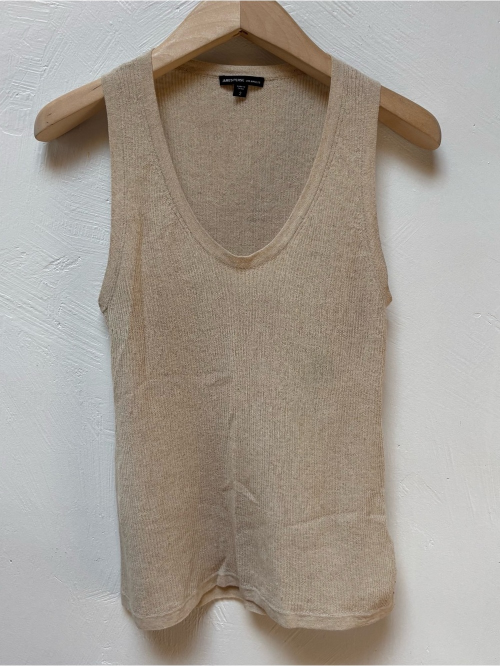 James Perse Beige Linen Ribbed Tank